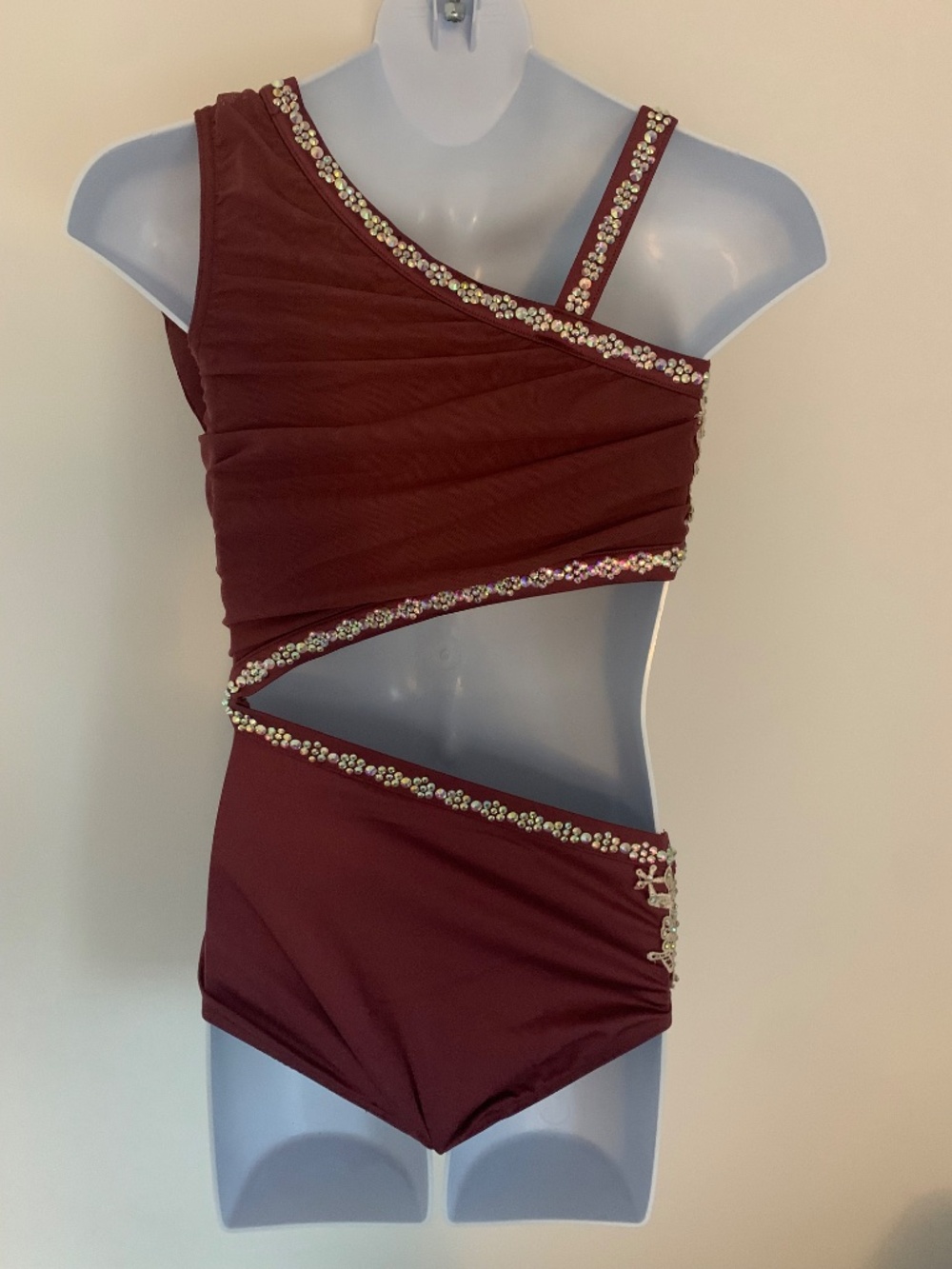Child’s Lyrical Dance Costume: Rosewood Leotard with Rhinestones - Size Medium - Picture 5 of 7